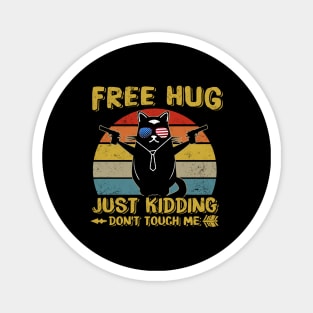 Cat Bandana Free Hug Just Kidding Don't Touch Me Vintage Sunset Magnet